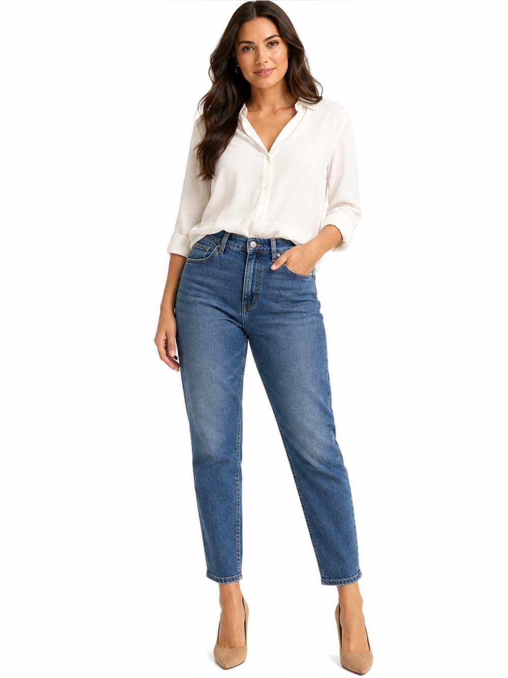 Gloria Vanderbilt Amanda High Rise Tapered Jeans Medium Wash Blue Size 10